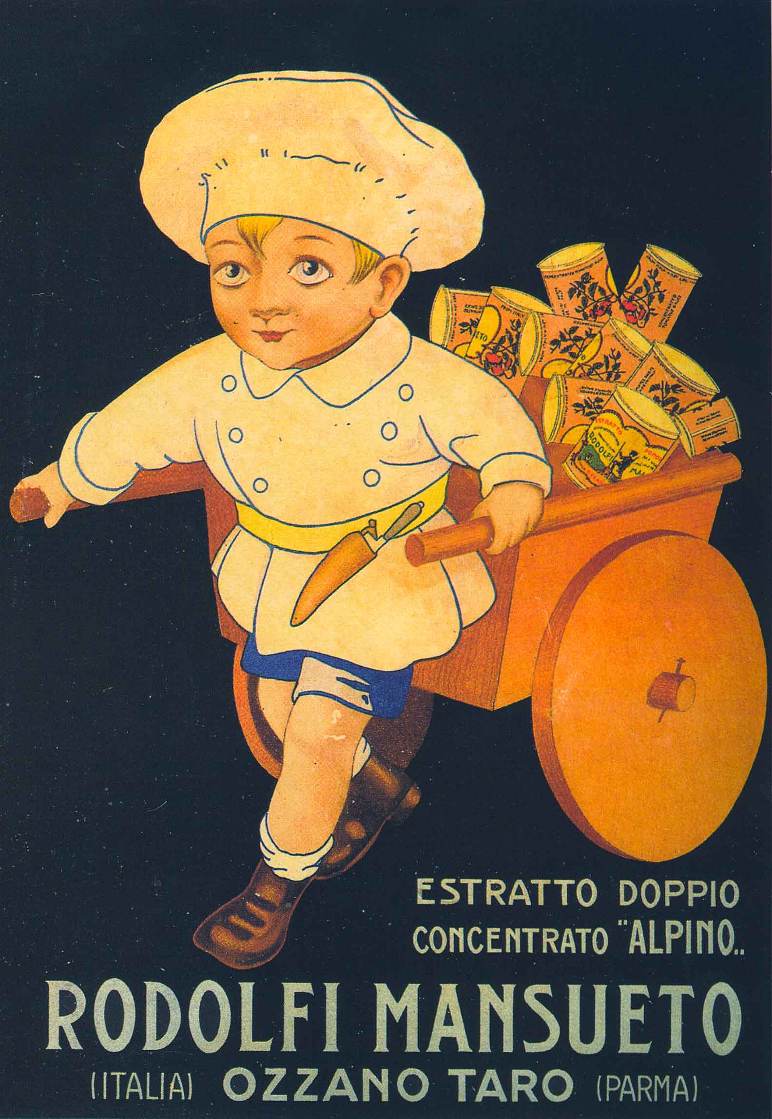 Locandina pubblicitaria per il doppio concentrato di pomodoro marca “Alpino” degli anni Venti del Novecento